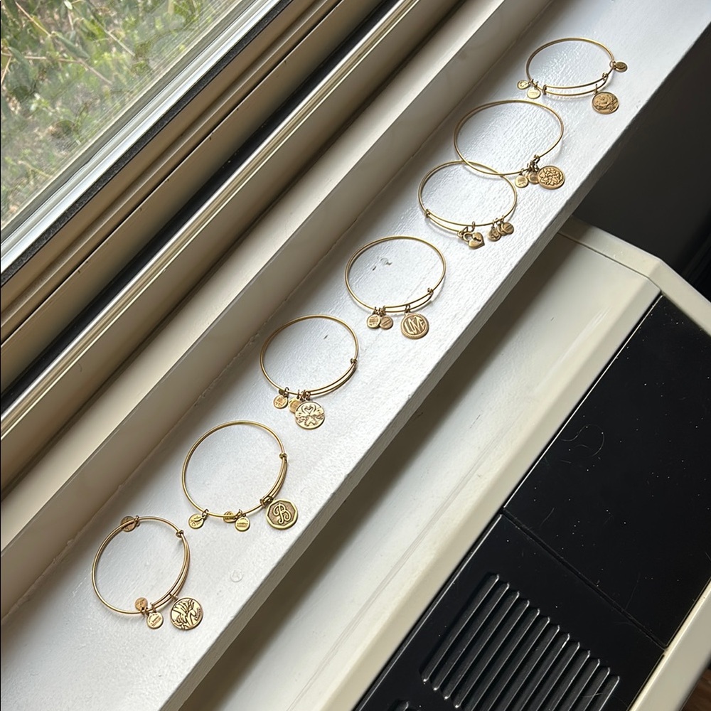 Alex and Ani Gold Bracelets with Charms